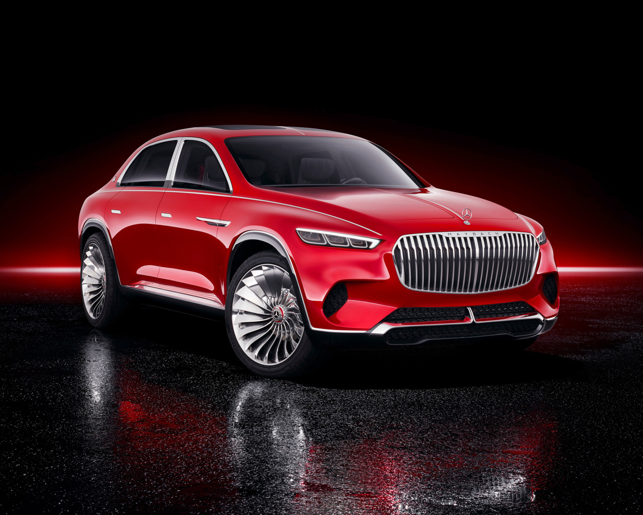 Красный автомобиль Vision Mercedes Maybach Ultimate Luxury, 2018