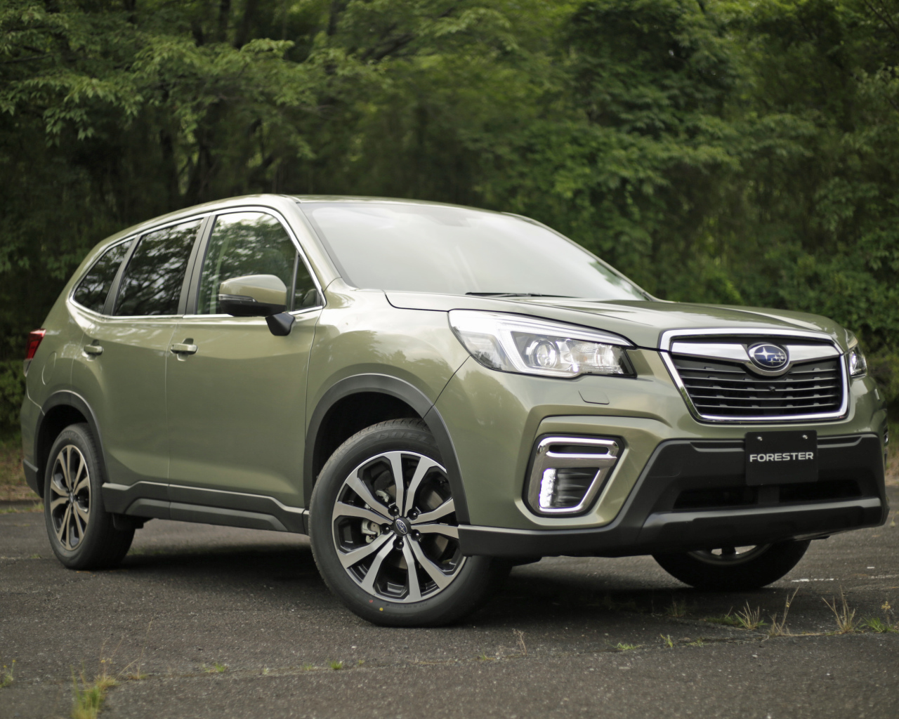 Внедорожник Subaru Forester, 2019 года в лесу