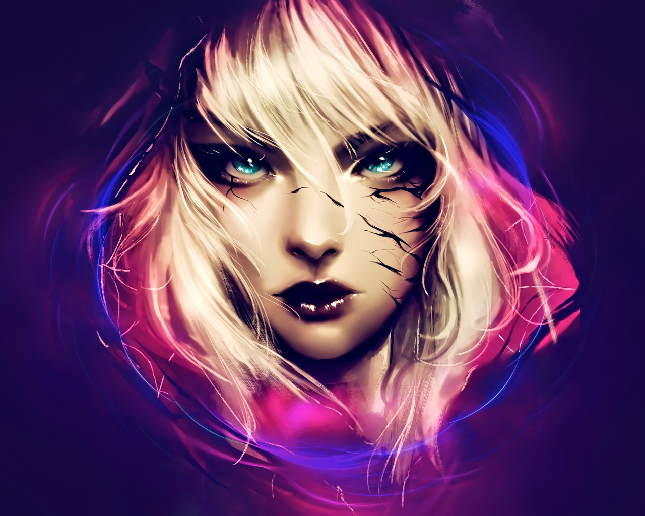Фантастическая девушка с голубыми глазами, арт