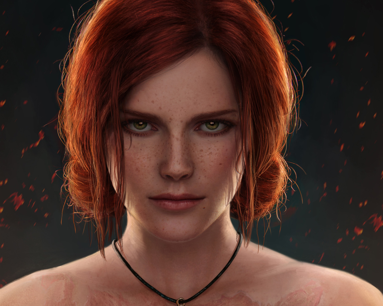 Фантастическая рыжеволосая зеленоглазая девушка