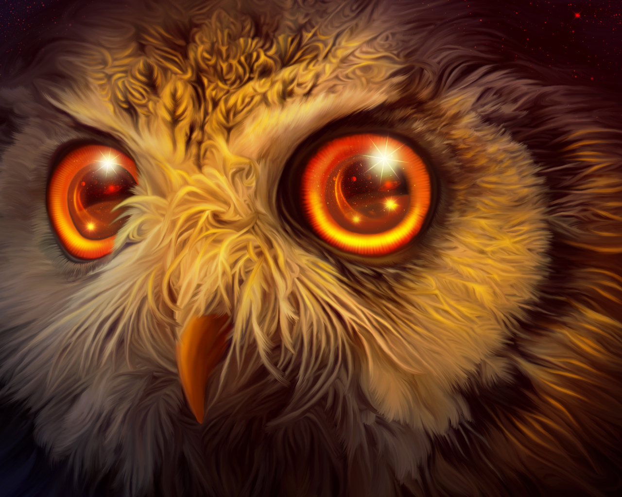 Мистическая сова с желтыми глазами  фэнтези