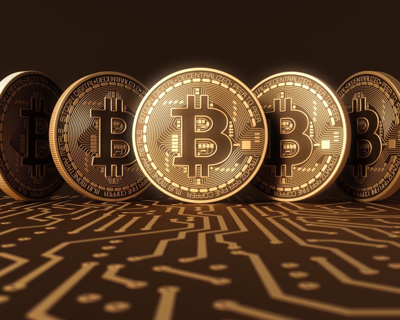 Золотые монеты биткоин 