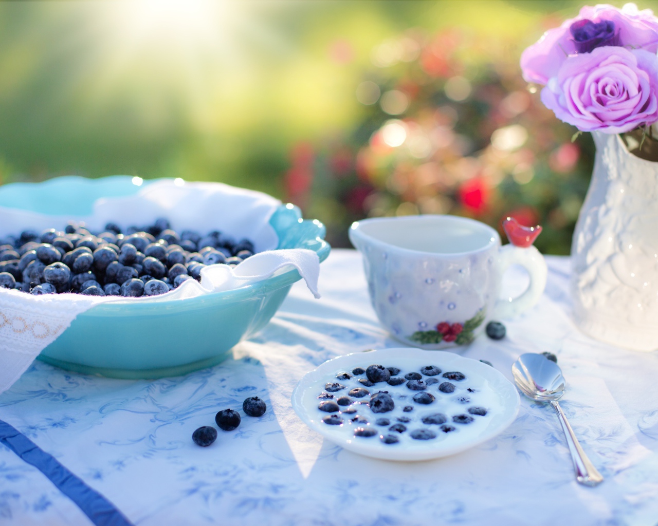 Черника с молоком на завтрак