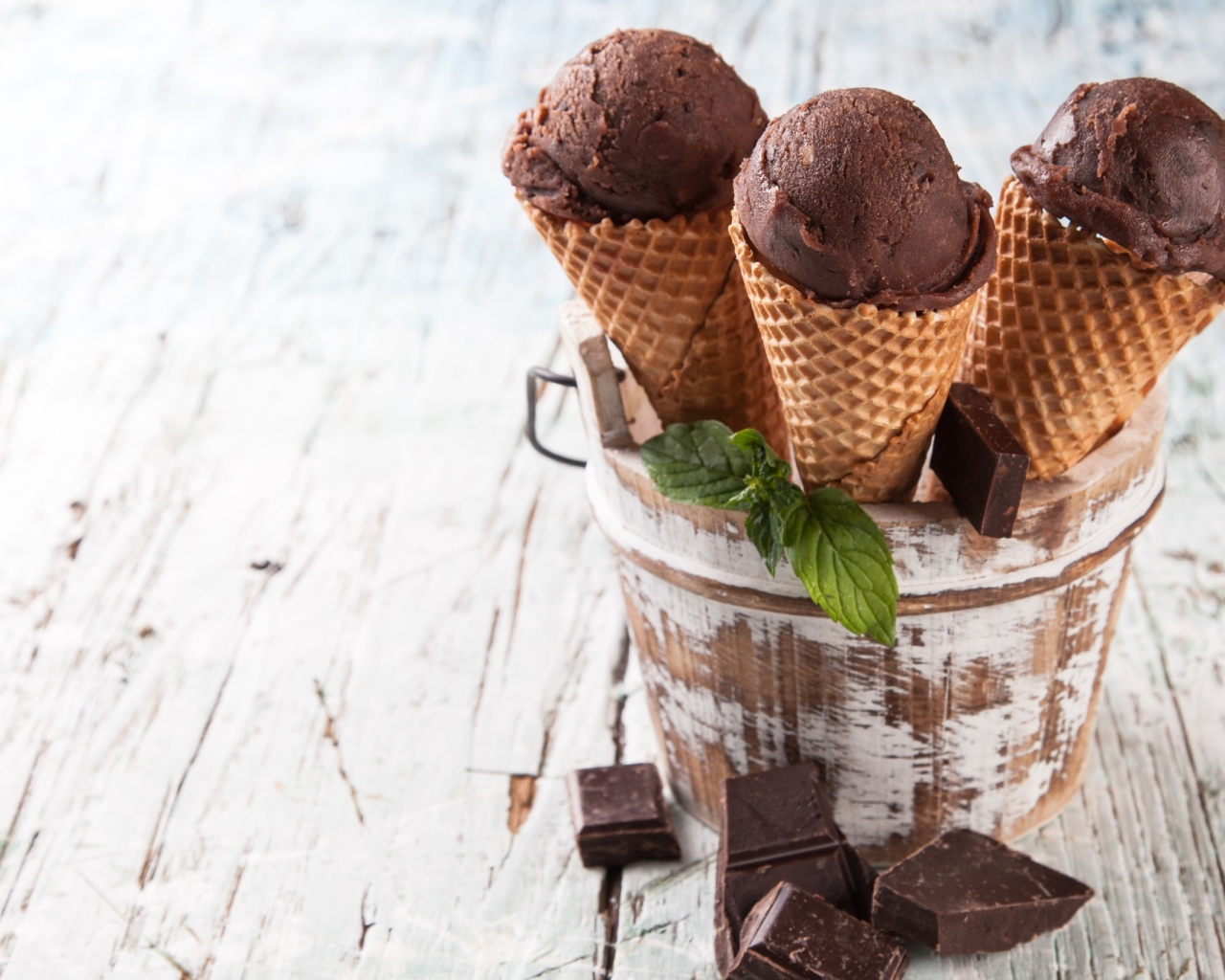 Шоколадное мороженое в вафельном рожке