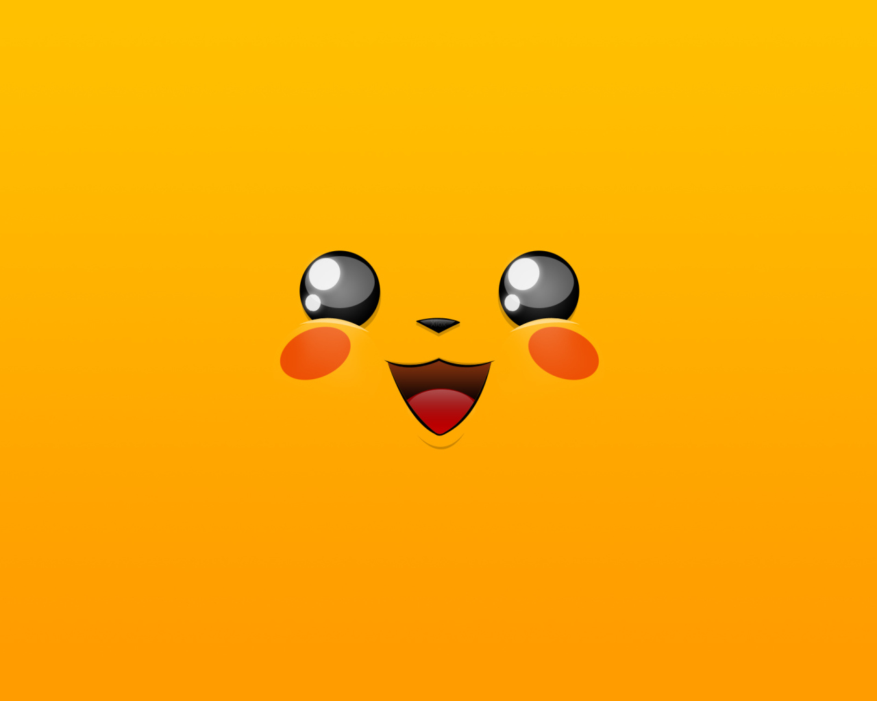 Лицо покемона Пикачу на желтом фоне