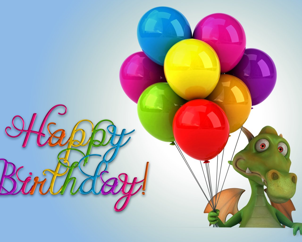 Зеленый дракон с шариками на день рождения