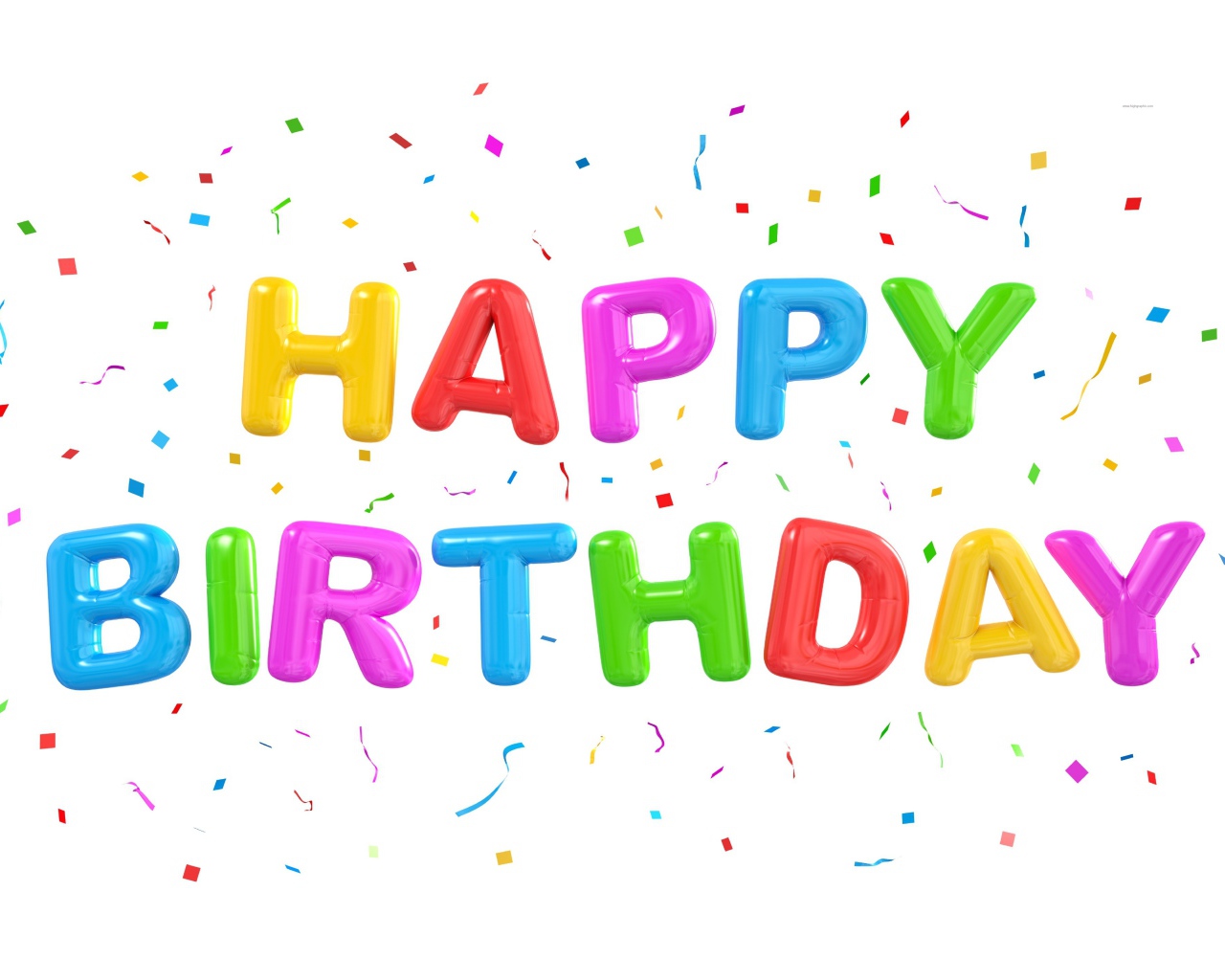 Разноцветные воздушные шары на день рождения на белом фоне