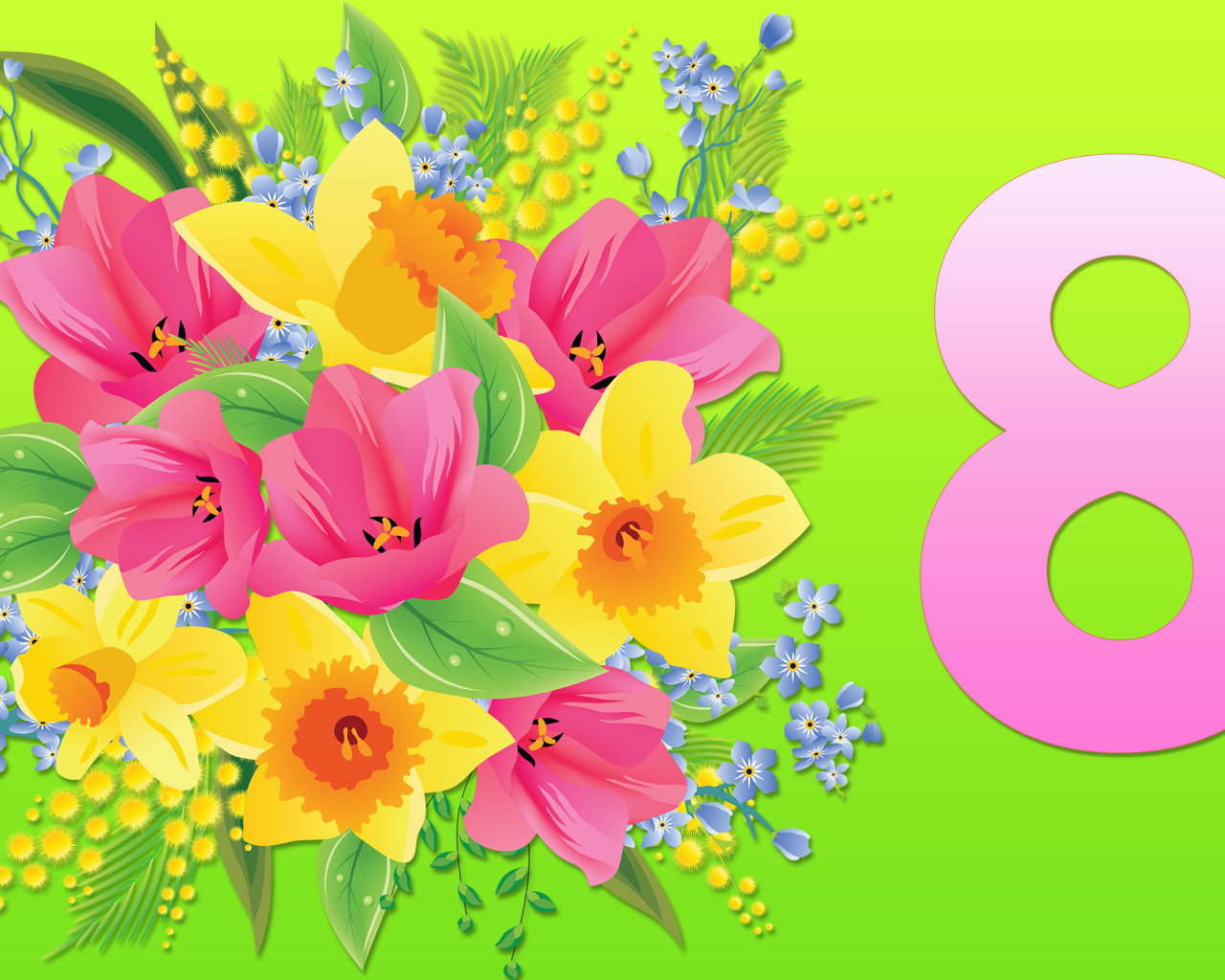 Открытка на 8 марта с красивым букетом