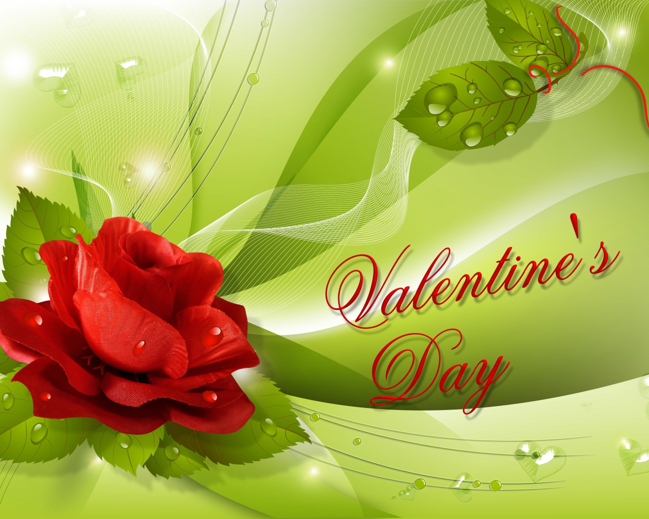 Графическая открытка с розой и надписью на день Святого Валентина