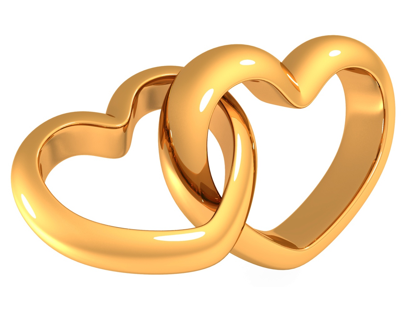 Два золотых сердца на белом фоне