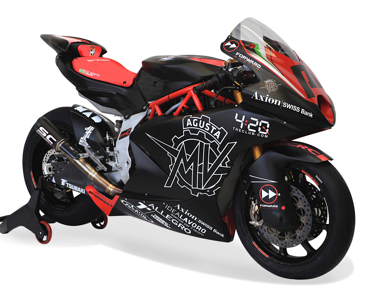 Мотоцикл Agusta Moto2 2019 на белом фоне