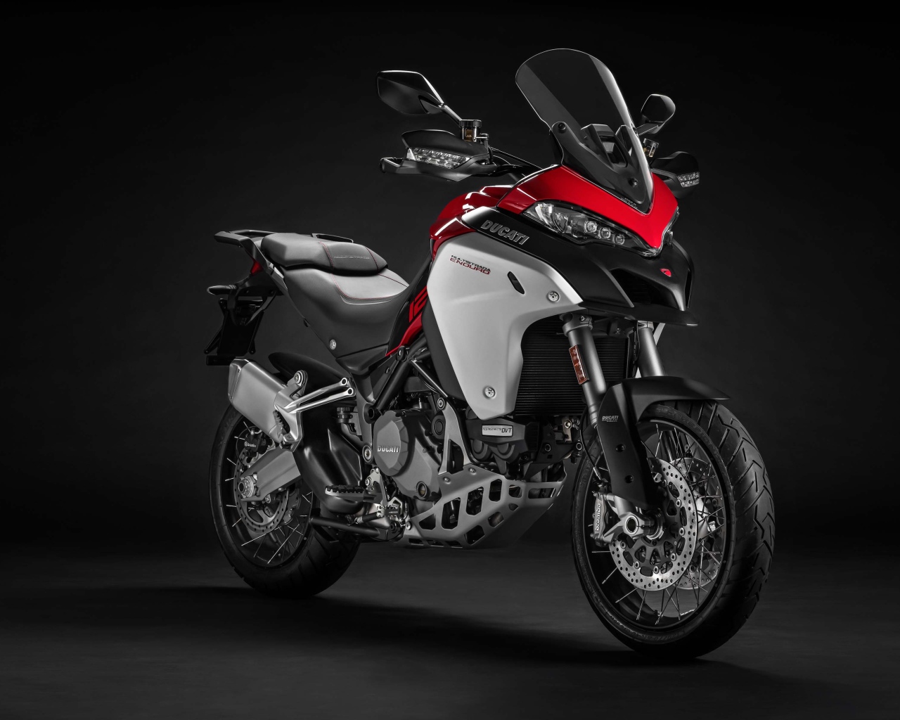Motorcycle Ducati Multistrada 1260 Enduro, 2019 year on a gray background