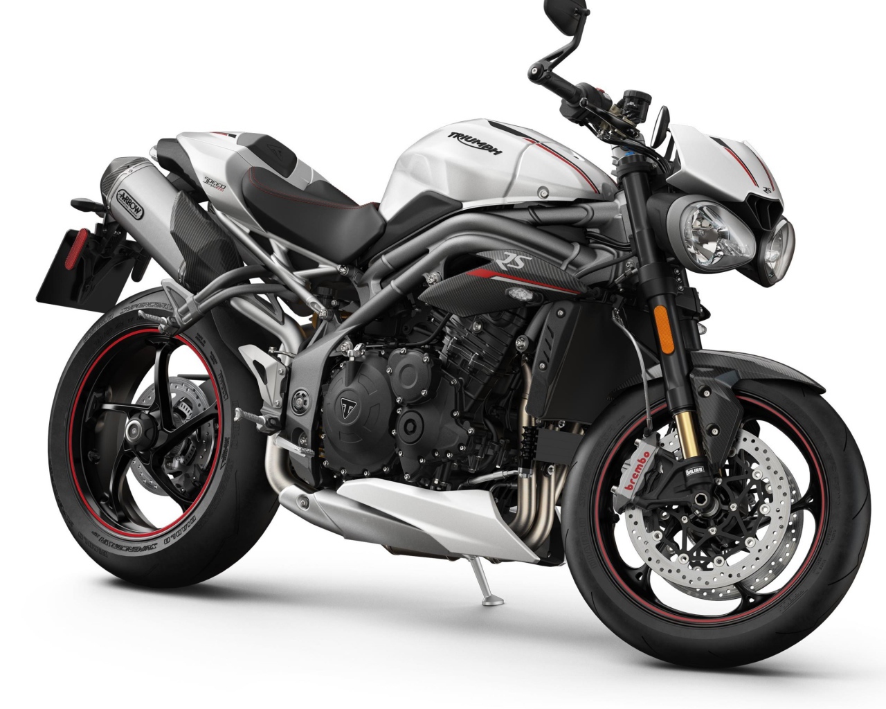 Мотоцикл Triumph Speed Triple RS, 2018 на белом фоне