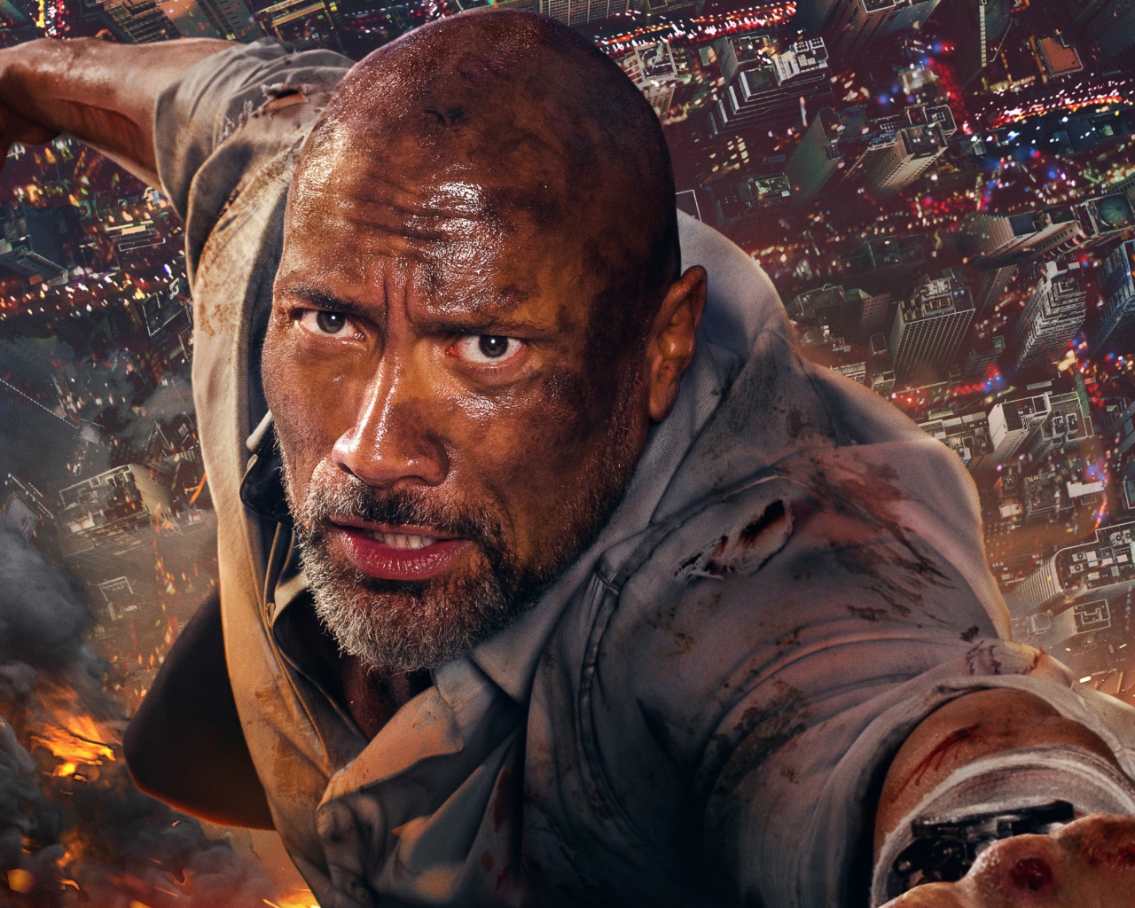 Актер Дуэйн Джонсон в новом фильме Небоскрёб, 2018