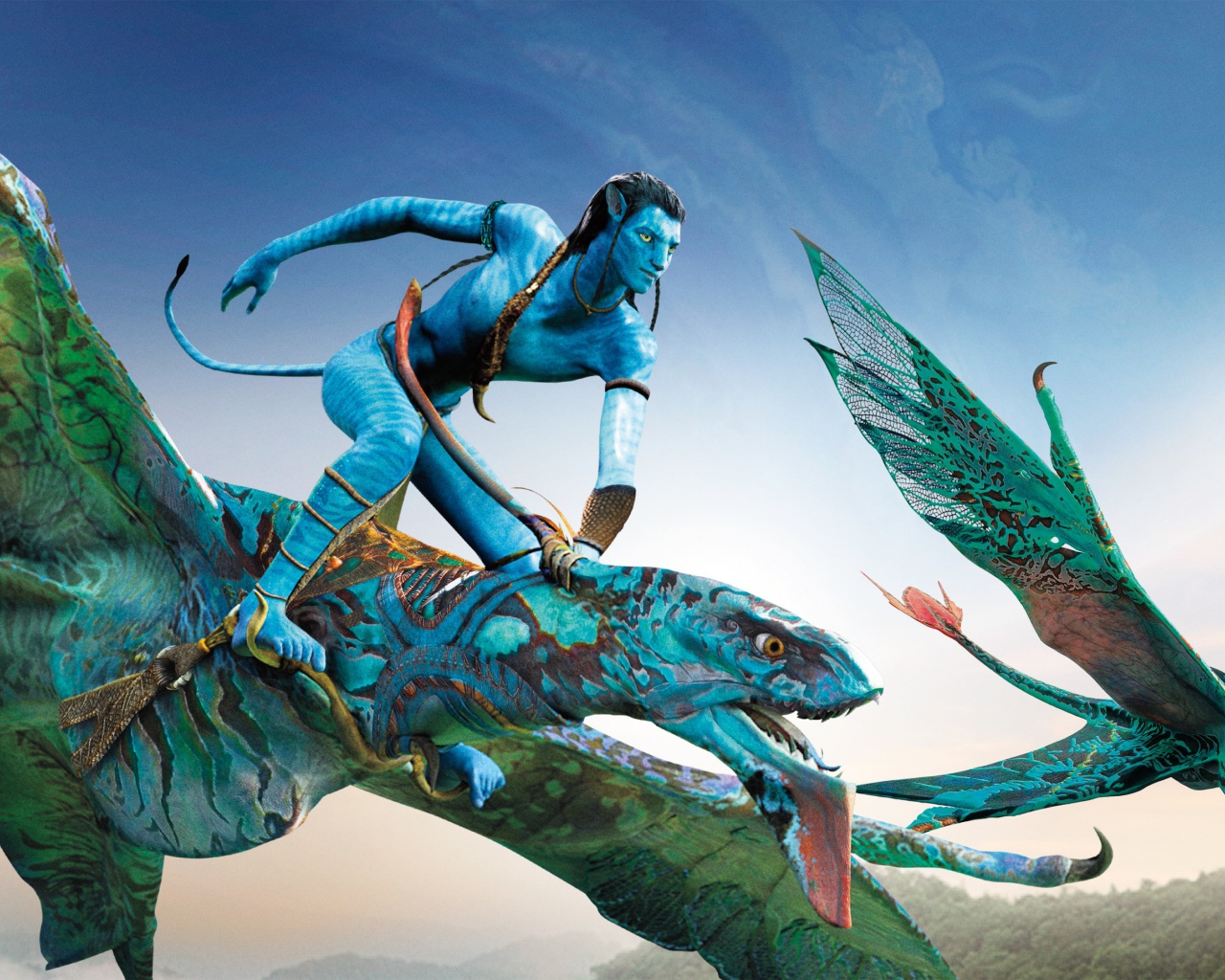 Персонажи Нейтири и Джейк Салли в фильме Аватар