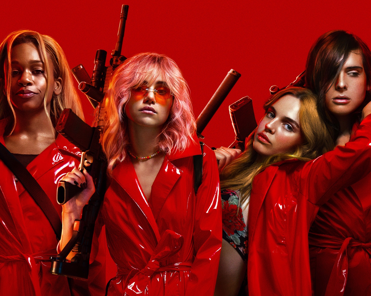 Постер фильма Нация убийц, 2018 на красном фоне