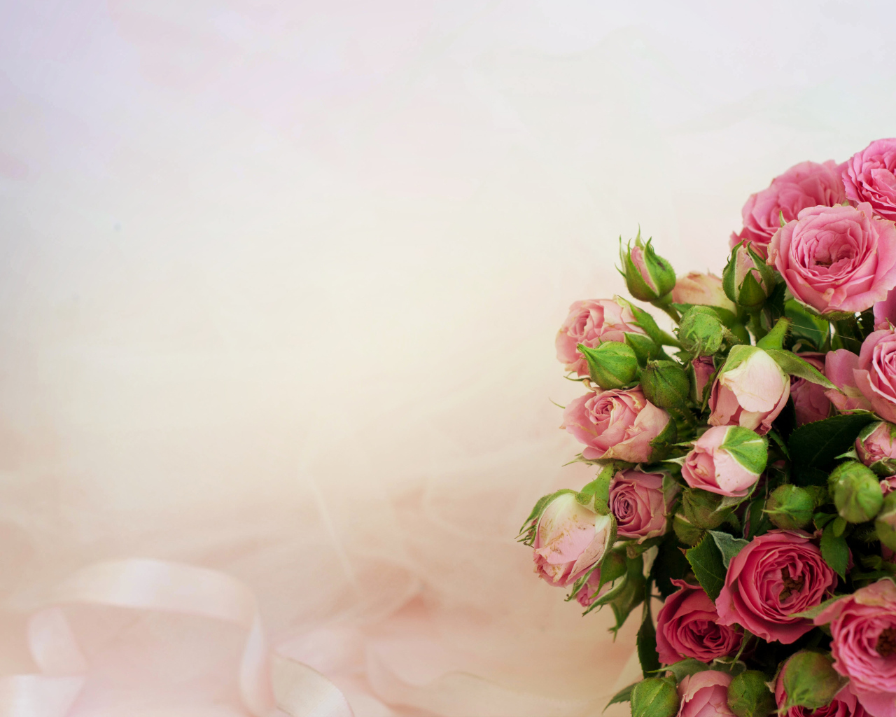 Букет розовых роз, шаблон для открытки 