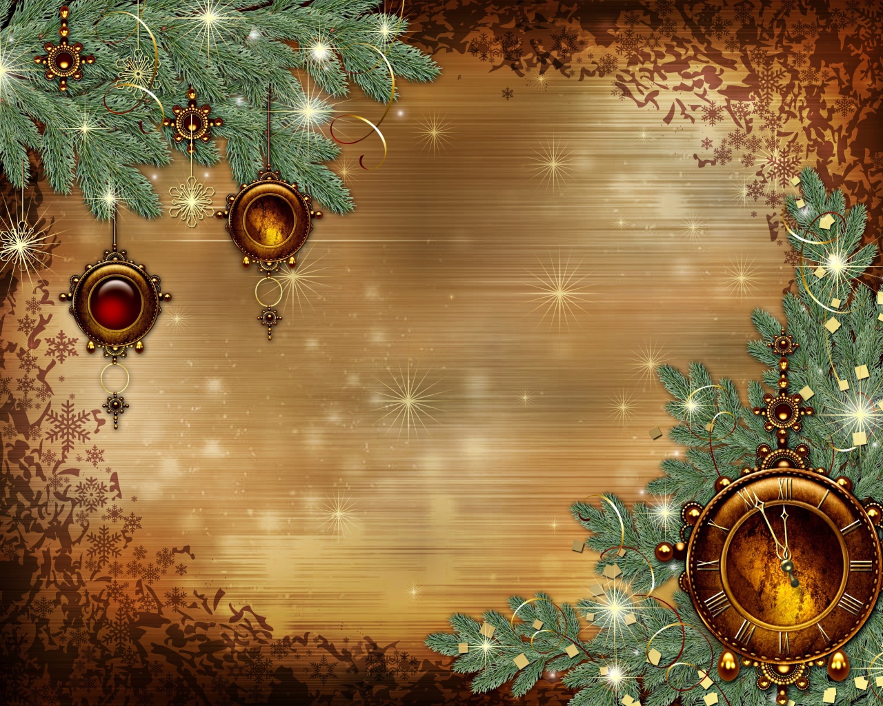 Красивый шаблон поздравительной открытки на Новый год 2019