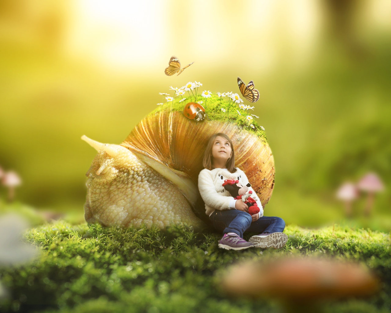 Маленькая девочка с большой улиткой