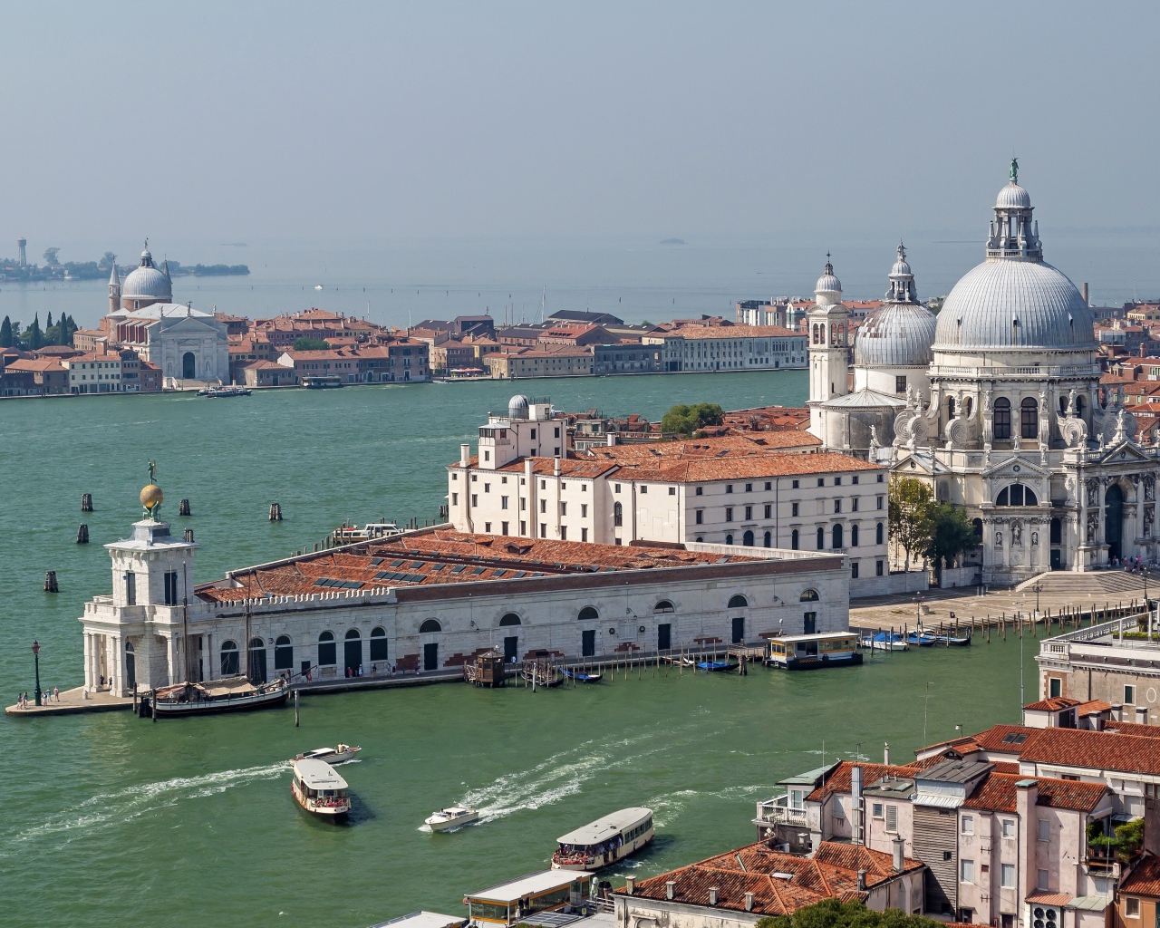 View of the Cathedral of Santa Maria della Salute on the Grand Canal, Venice. Italy