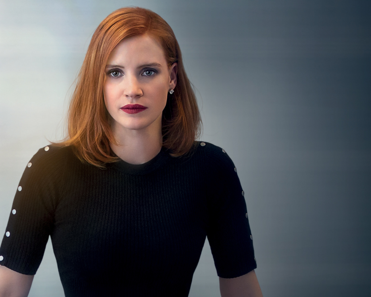 Актриса Джессика Честейн в черном наряде