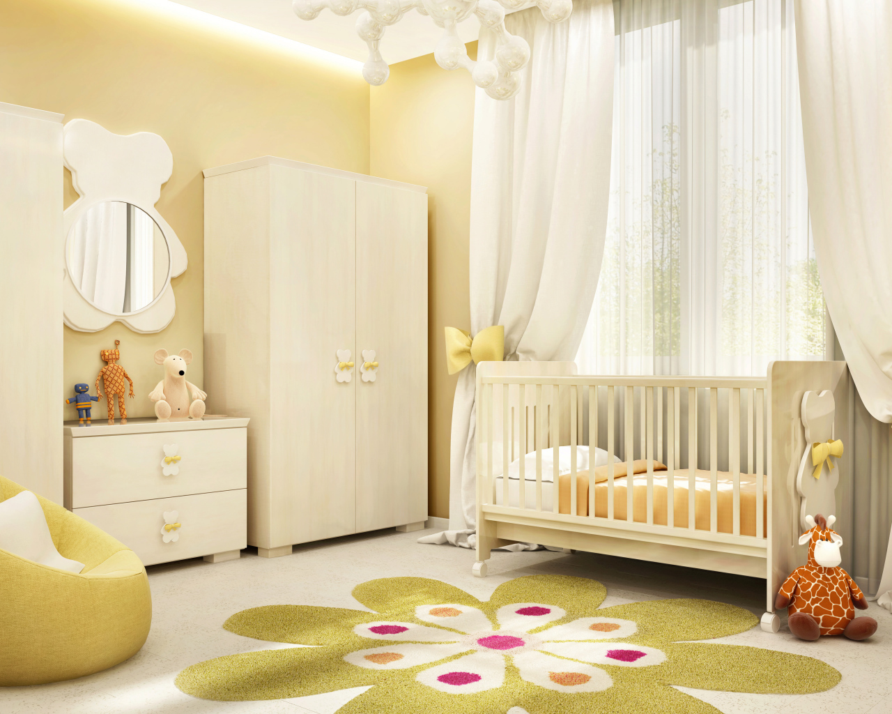 Красивая детская комната в пастельных тонах 