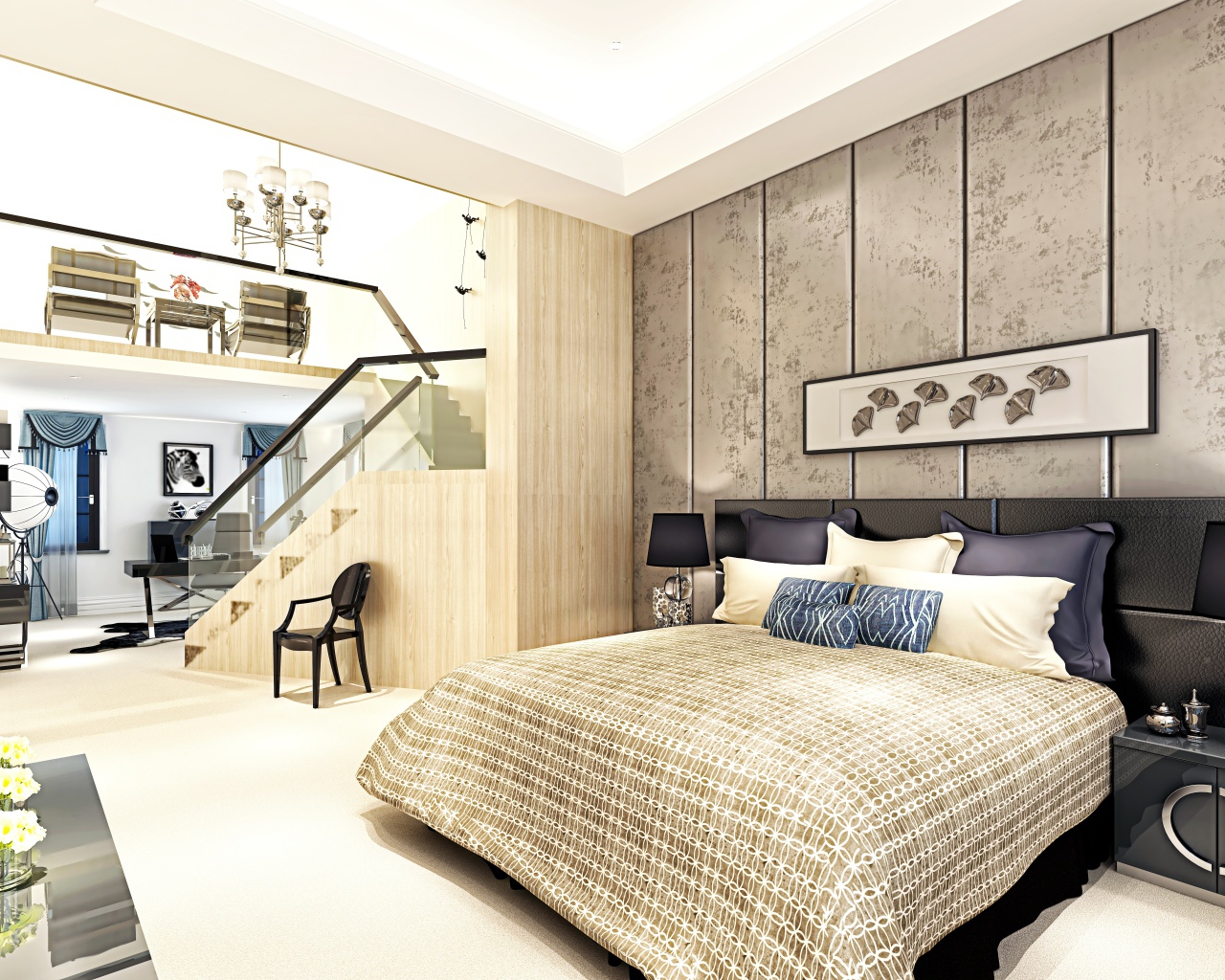 Квартира студия с большой кроватью в спальне 