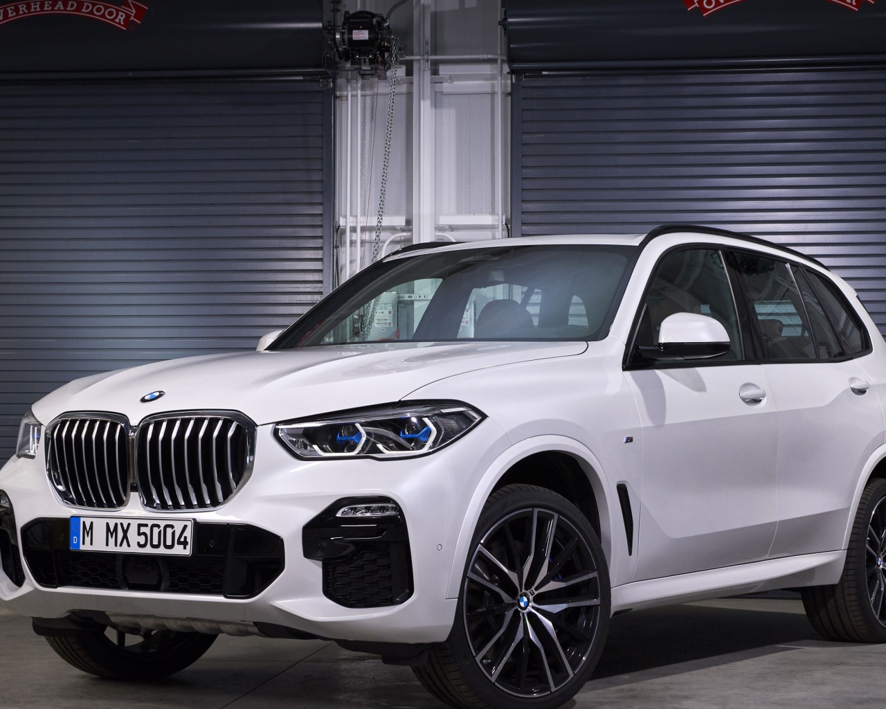 Белый внедорожник BMW X5, 2019 года в гараже