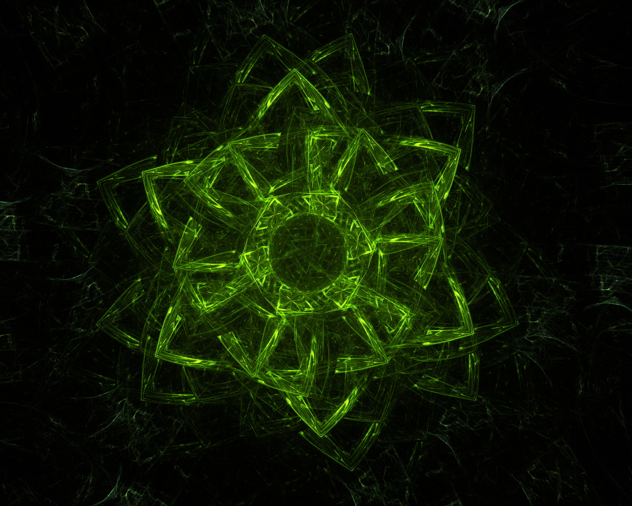 Красивая абстрактная зеленая звезда на черном фоне