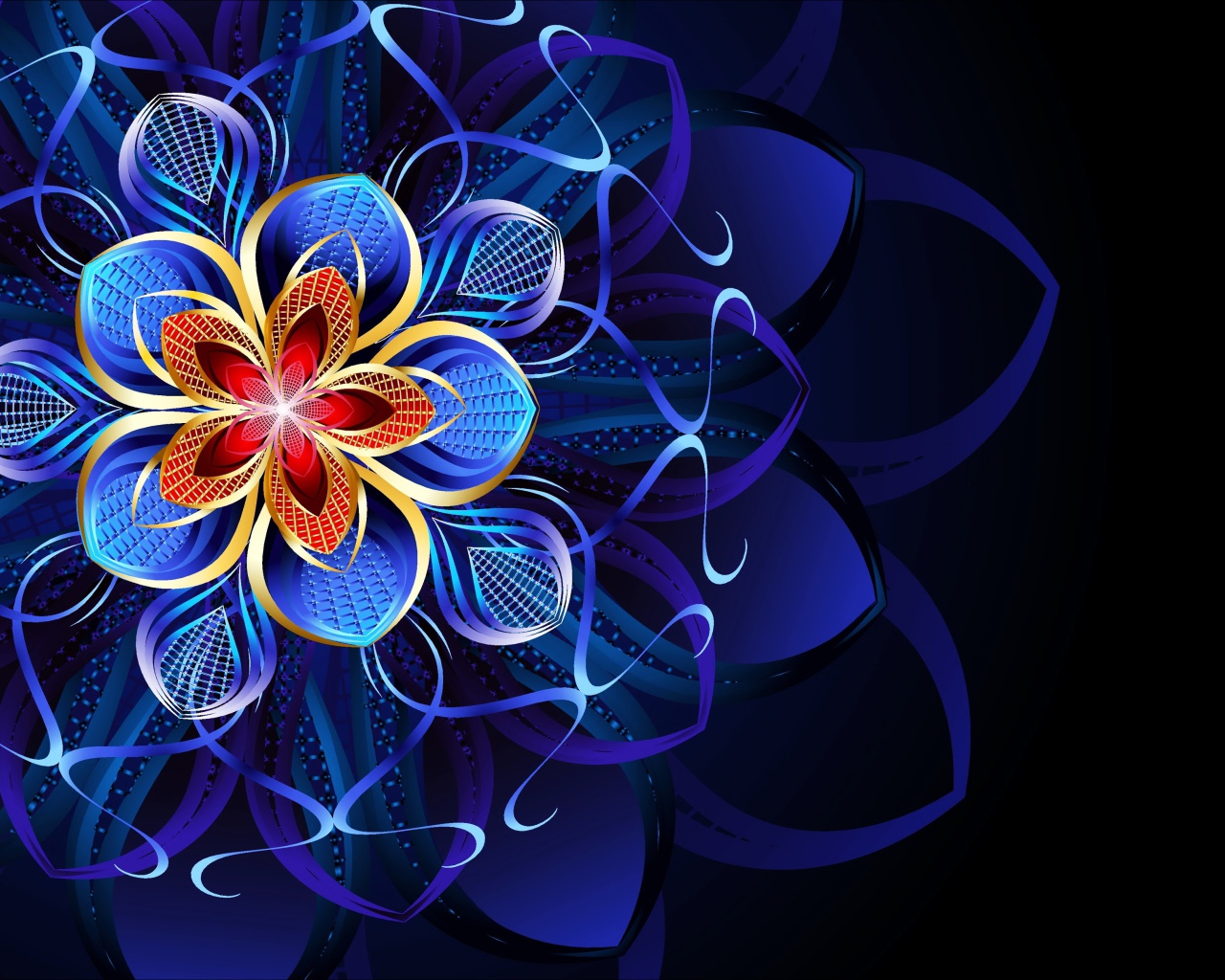 Красивый абстрактный неоновый рисунок на черном фоне