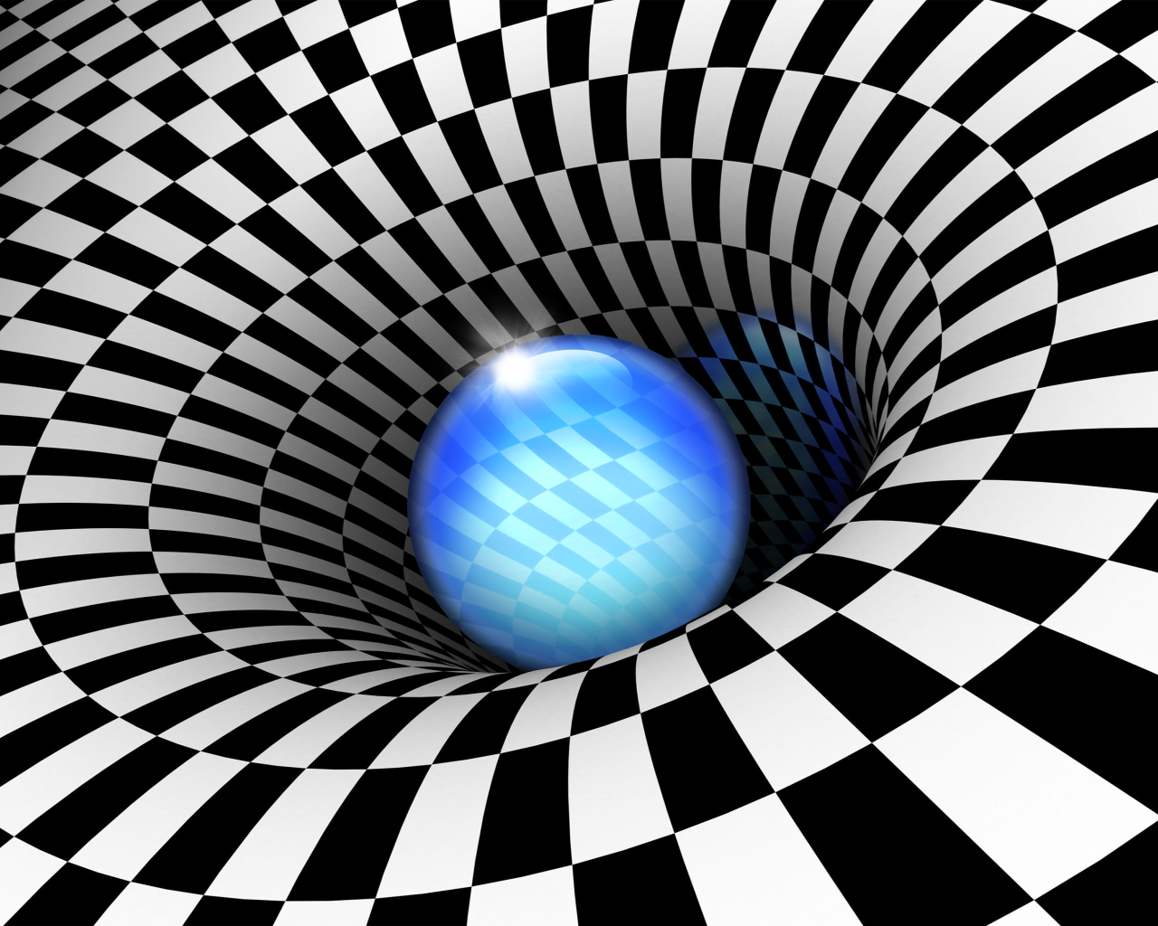 Черно - белая воронка с неоновым шаром