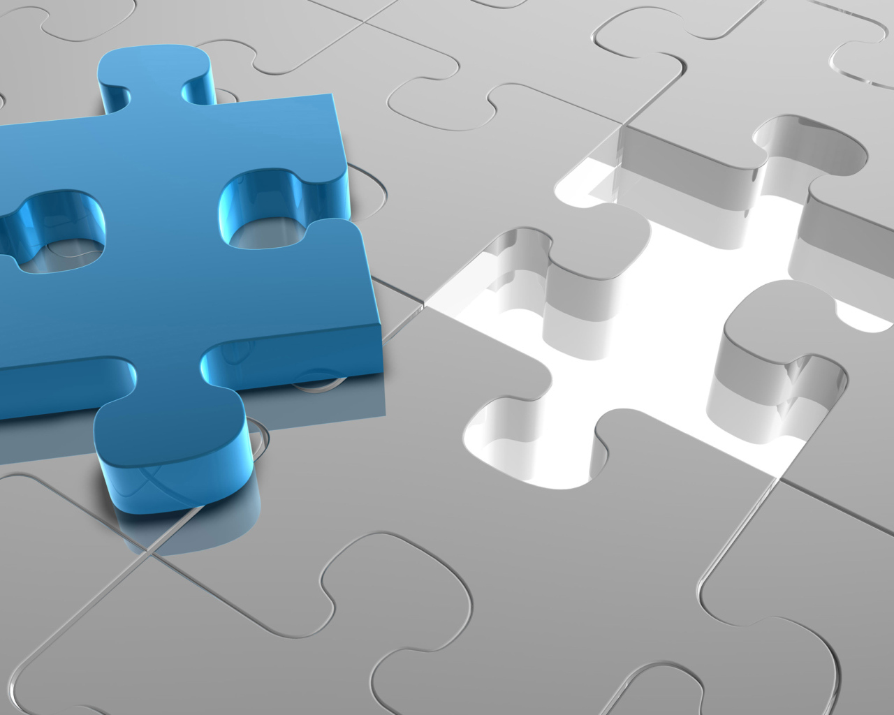Голубой пазл на сером рисунке 