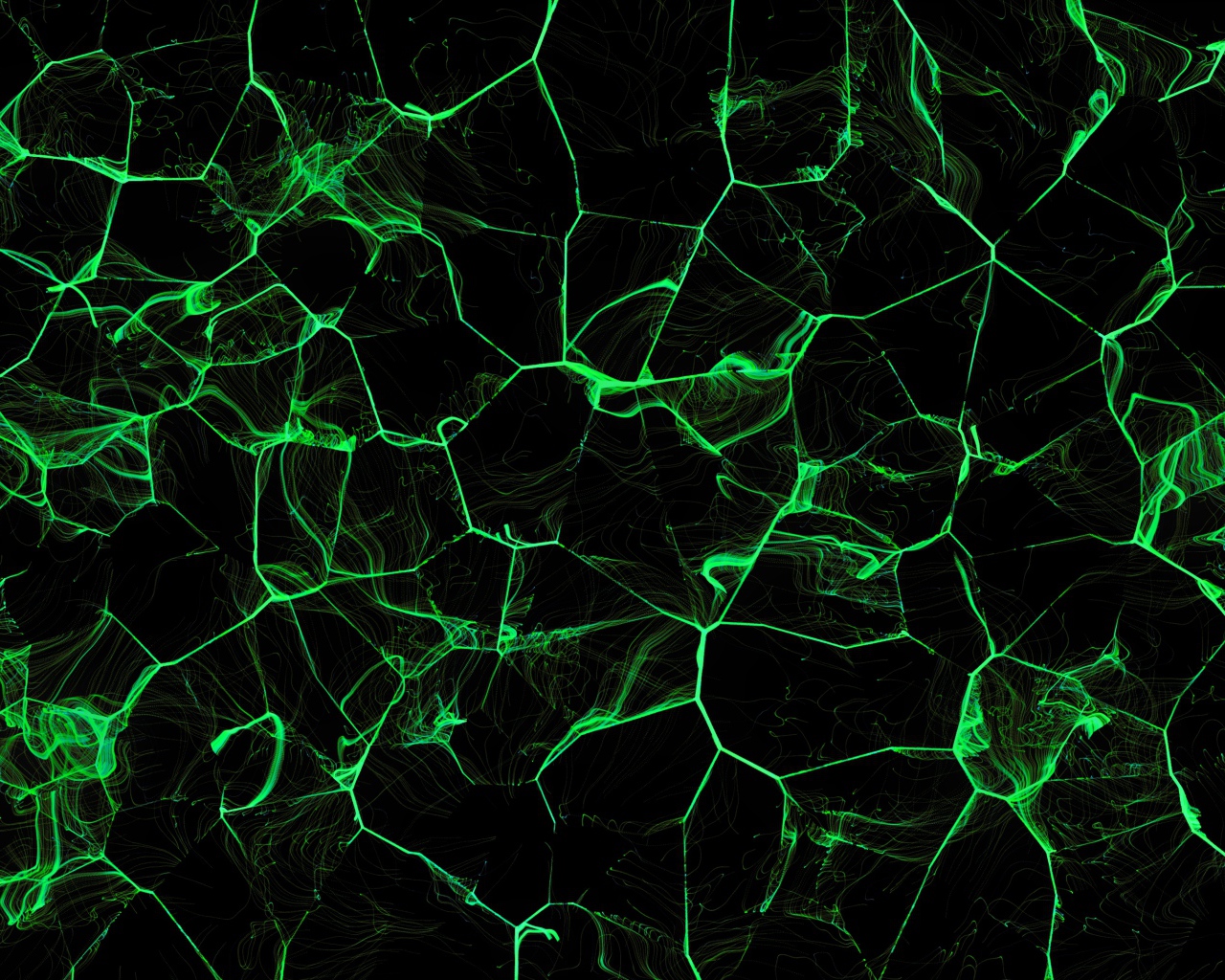 Зеленые абстрактные линии на черном фоне