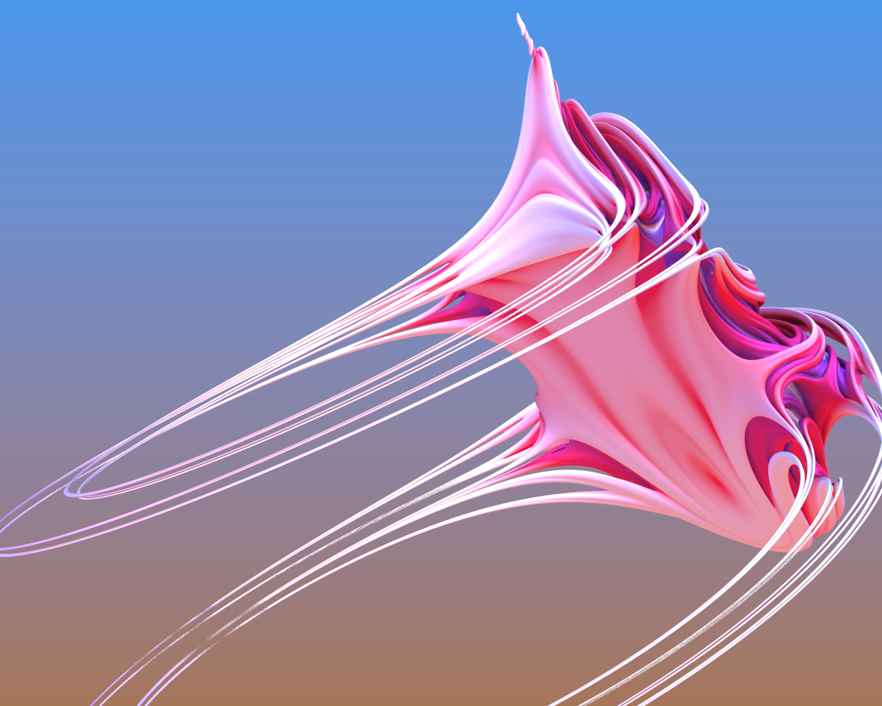 Розовый абстрактный рисунок на голубом фоне