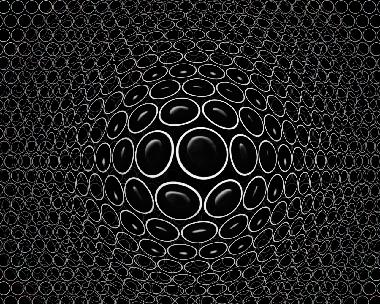 Белые круги на черном фоне 3д графика