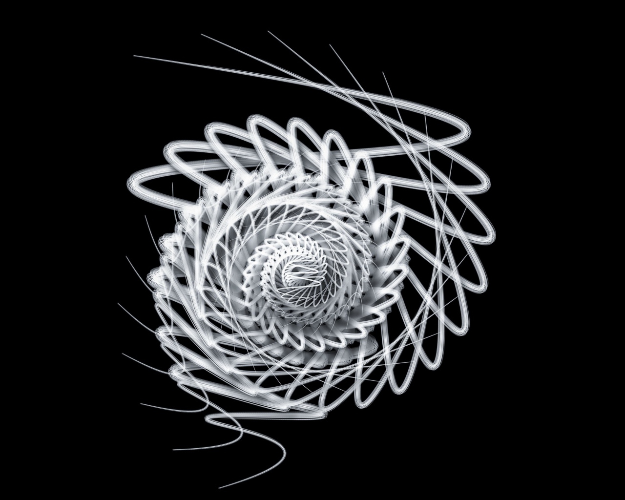 Белая спираль на черном фоне