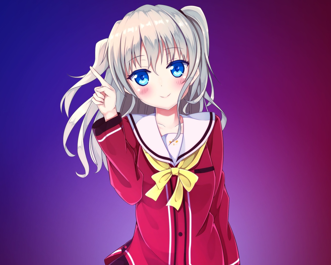 Anime Girl Nao Tomori with White Hair