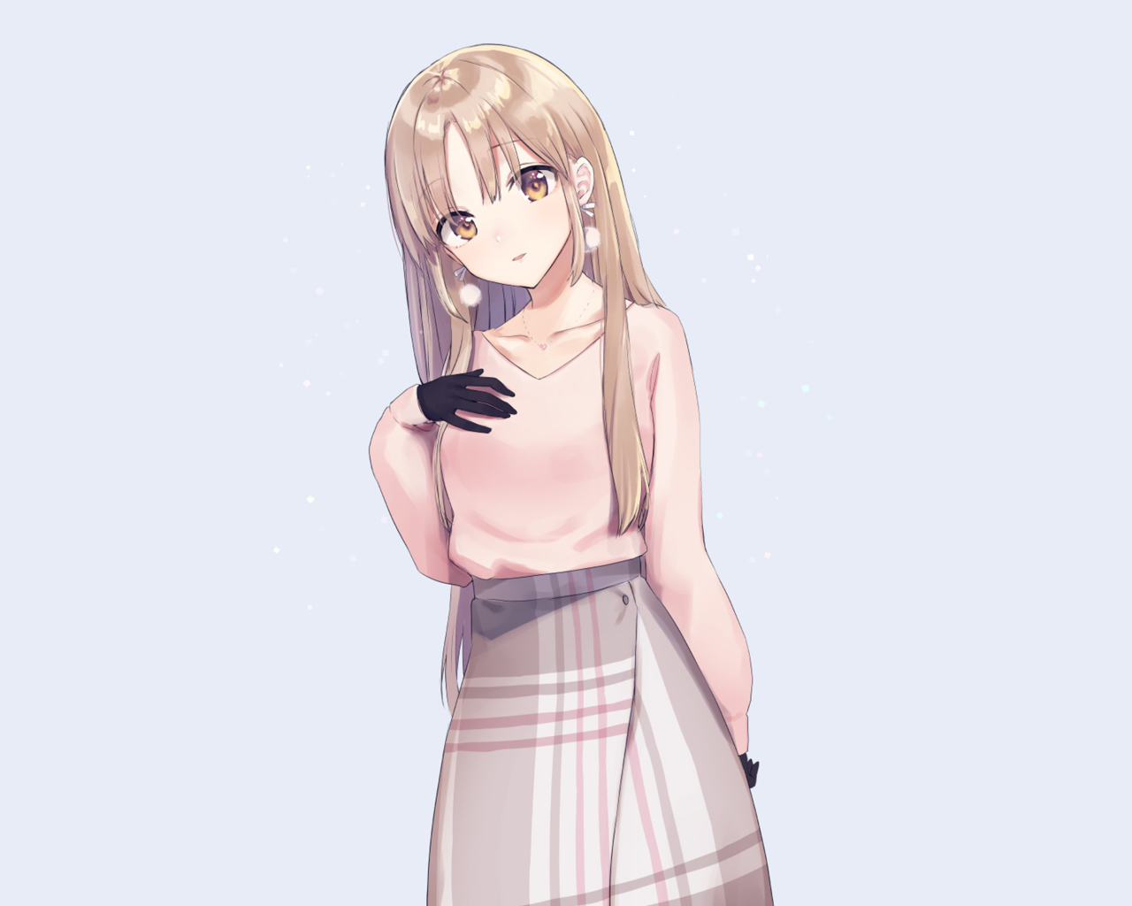 Красивая девушка аниме в розовом свитере