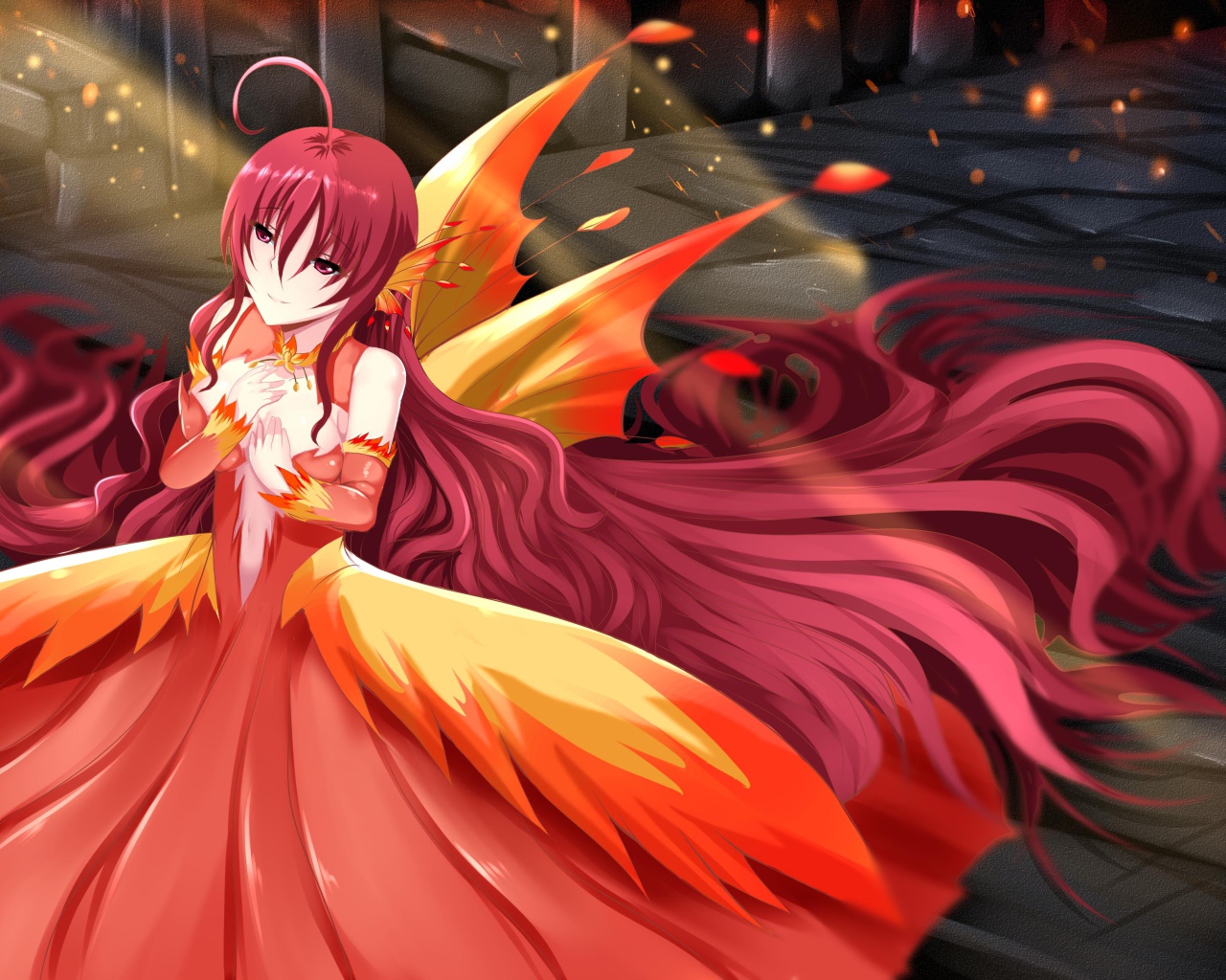 Девушка с длинными розовыми волосами аниме Оригинал