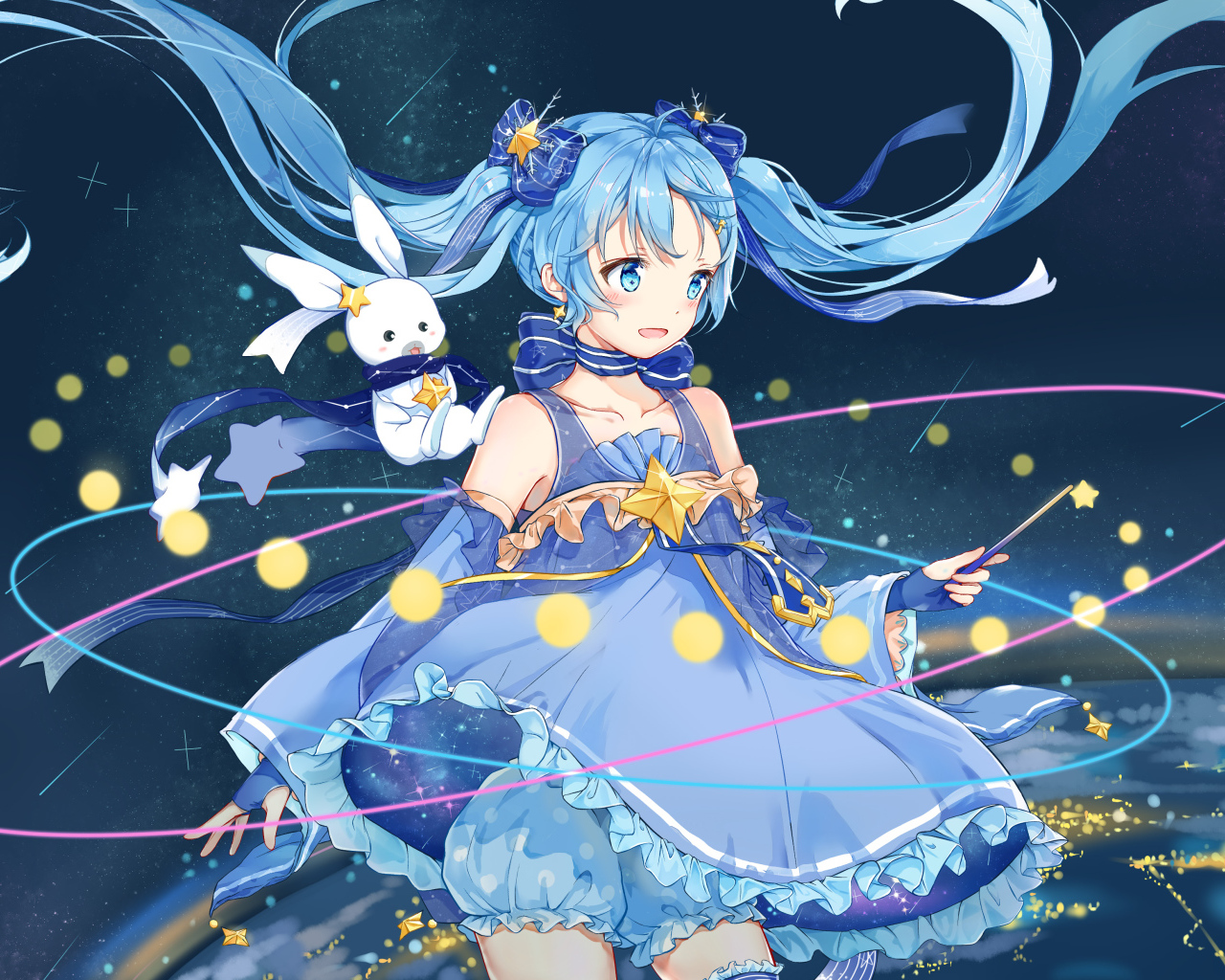 Девушка Yuki Miku аниме Вокалоид