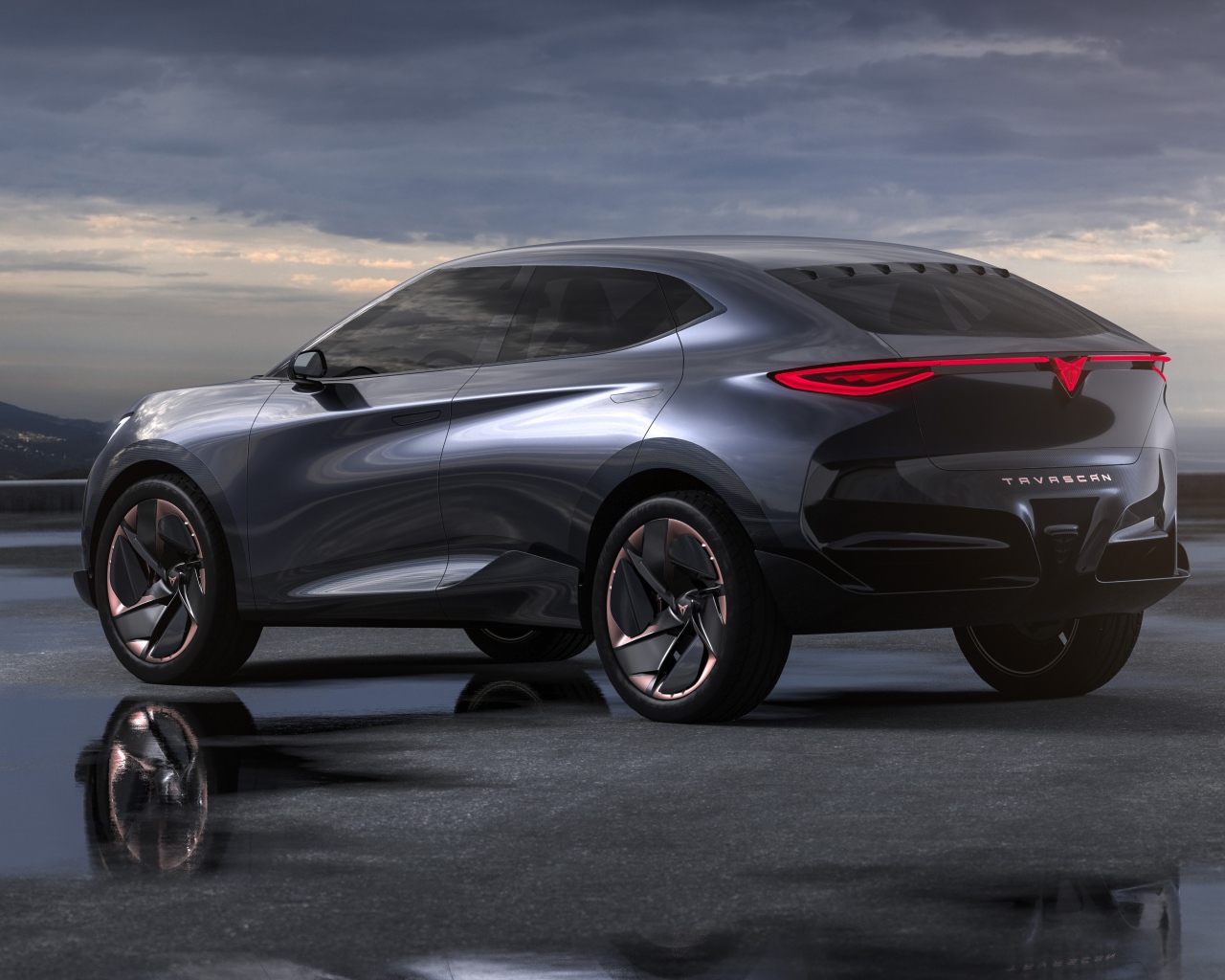 Автомобиль Cupra Tavascan Concept 2019 года вид сзади