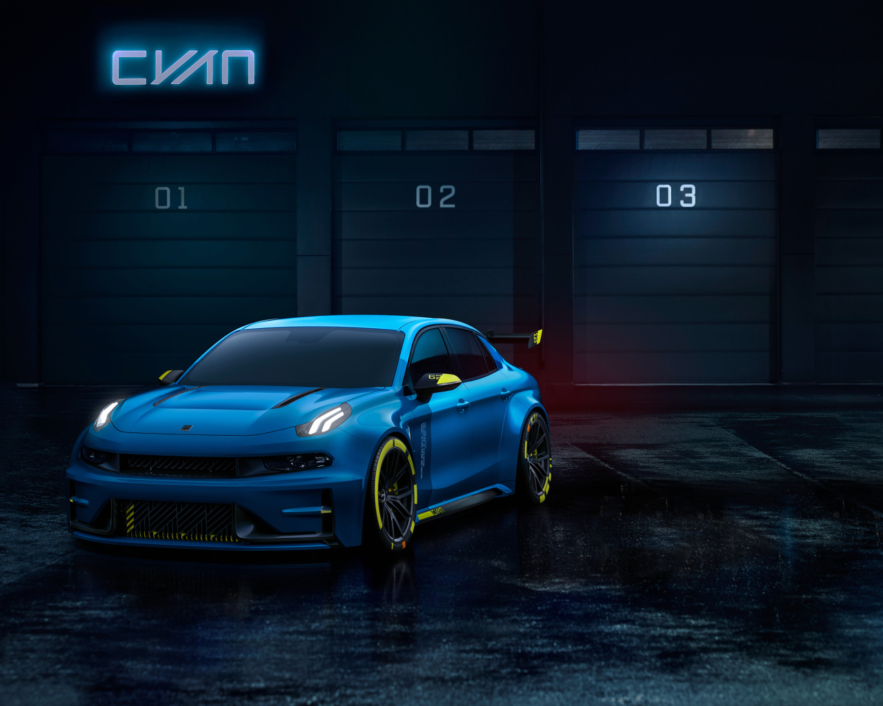 Синий автомобиль Lynk & Co 03 TCR, 2019 года 