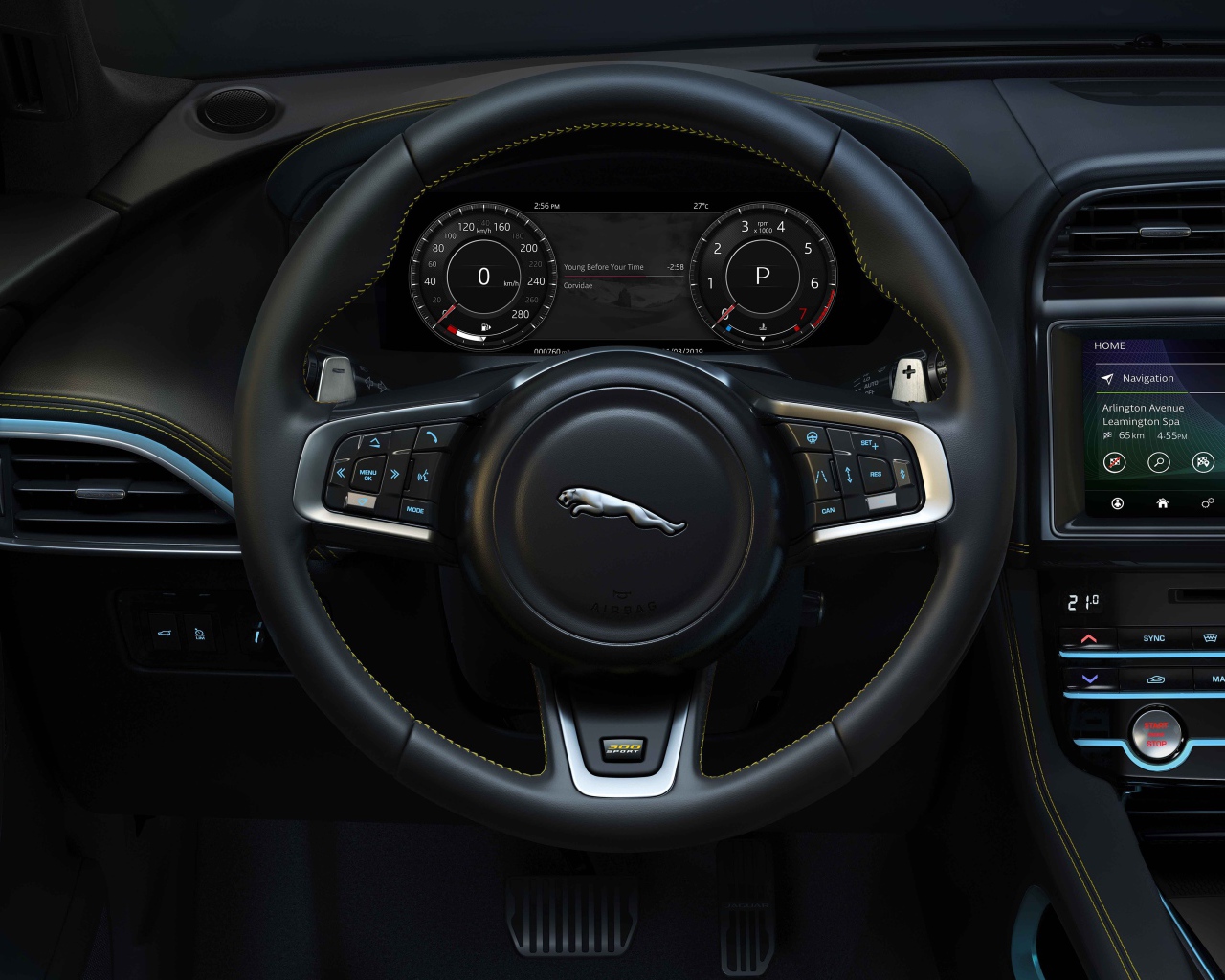 Кожаный руль автомобиля Jaguar F-Pace 300 Sport 2019 года