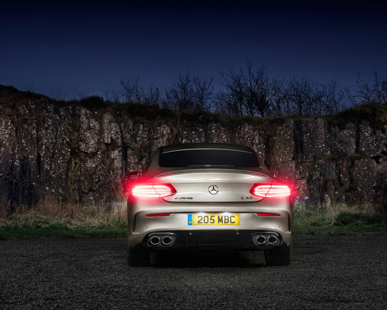 Автомобиль Mercedes-AMG C 43, 2019  года вид сзади