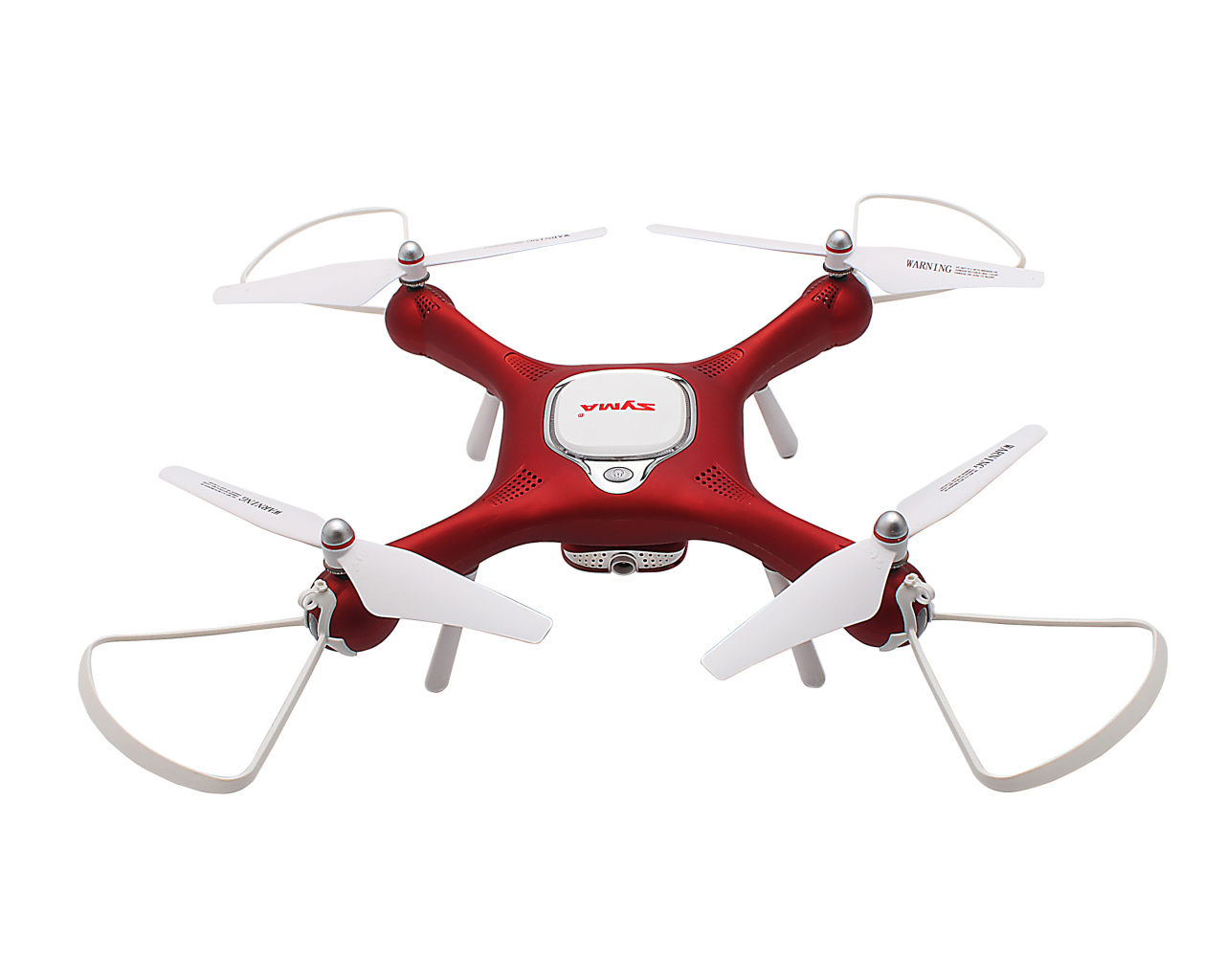Красный дрон SYMA X25W на белом фоне