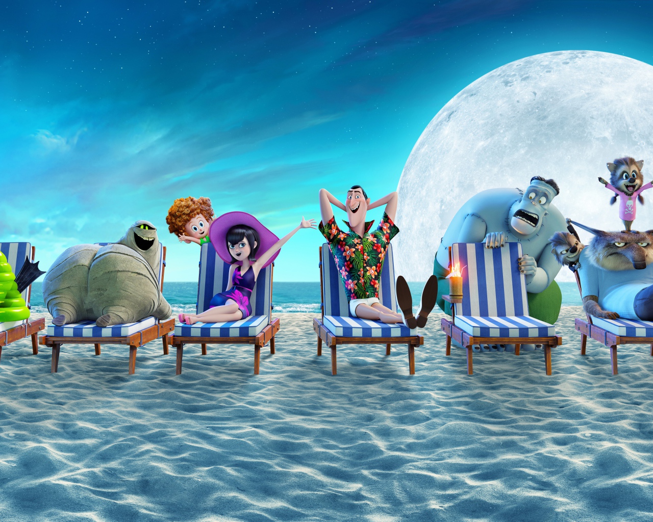 Мультфильм Монстры на каникулах 3: Море зовёт на фоне луны