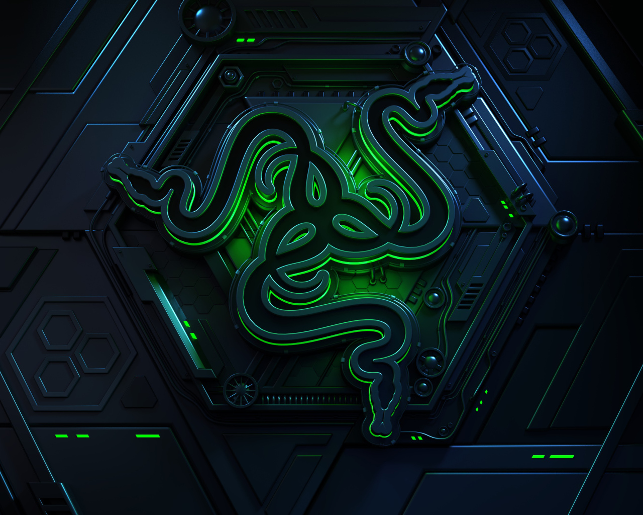 Логотип компании  Razer на черном фоне
