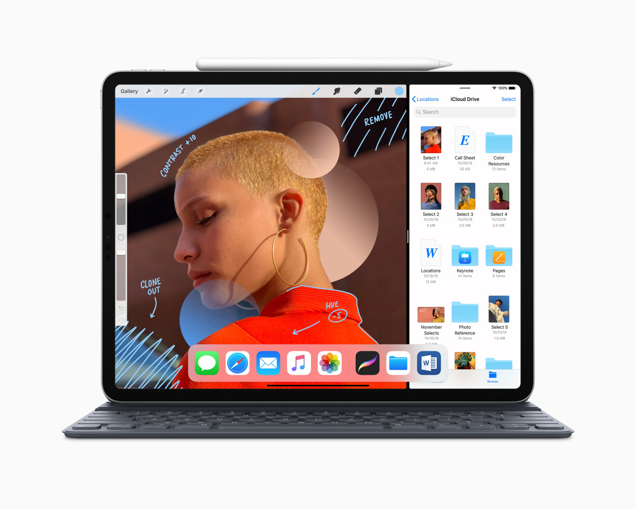 Тонкий планшет Apple iPad Pro 11 на белом фоне