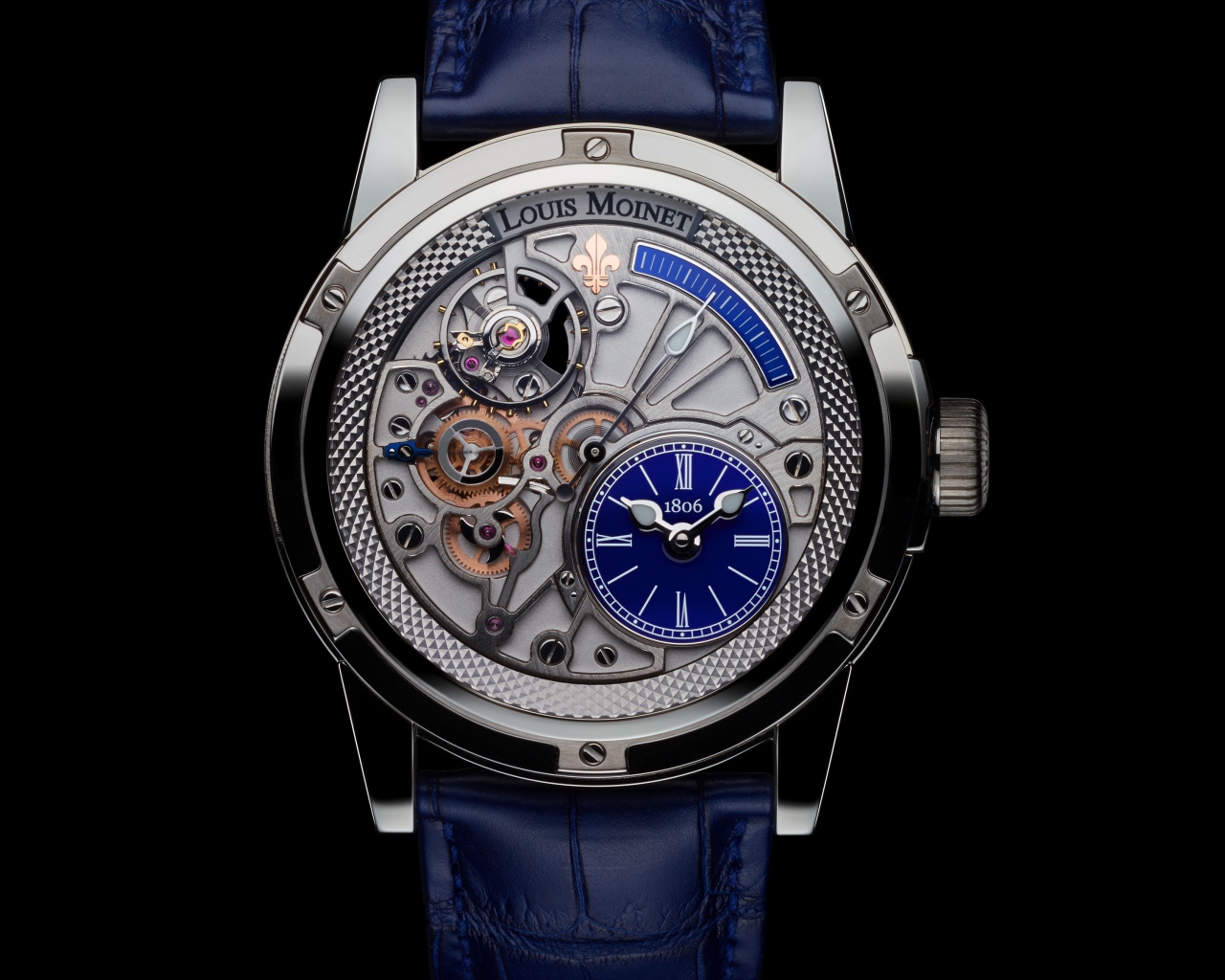 Стильные мужские часы Louis Moinet на черном фоне