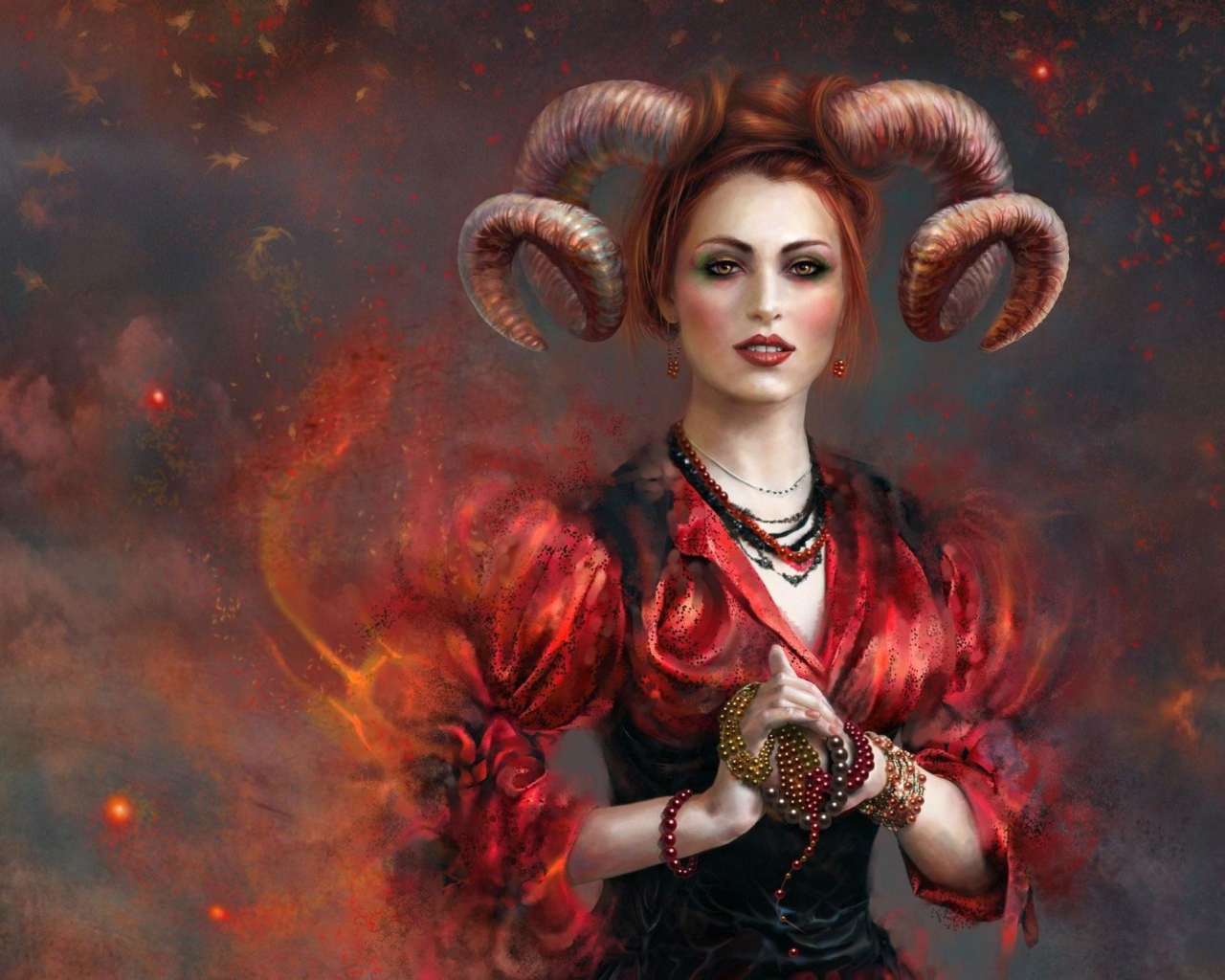 Фантастическая девушка козерог с украшениями в руках